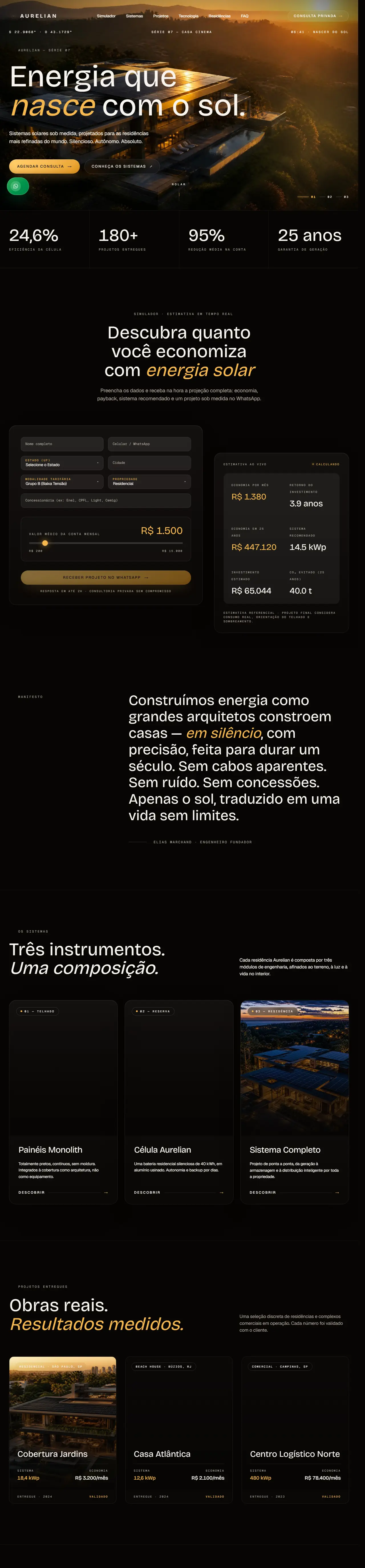Print oficial da página inicial de Aurelian Solar