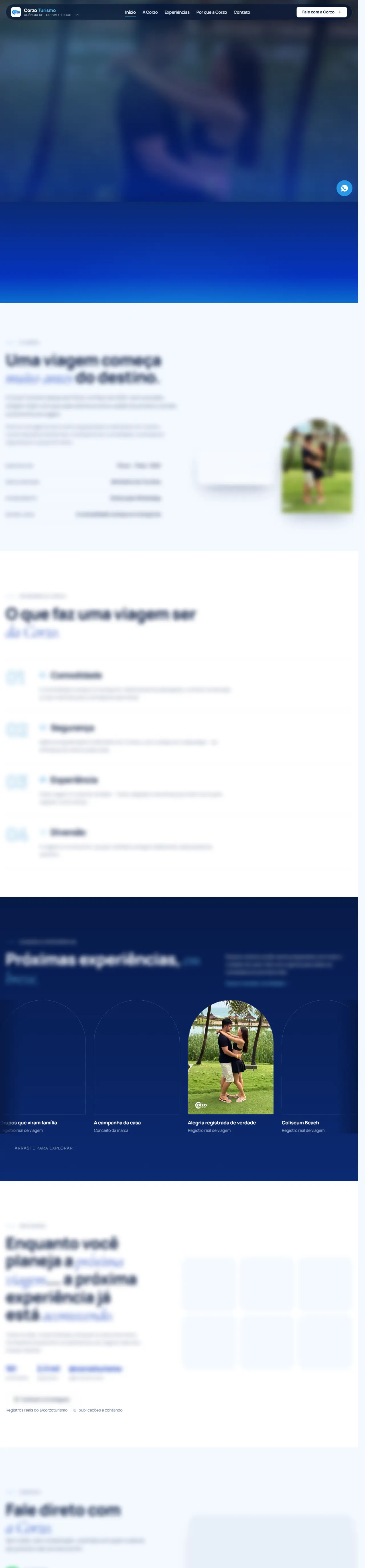 Print oficial da página inicial de Corzo Turismo