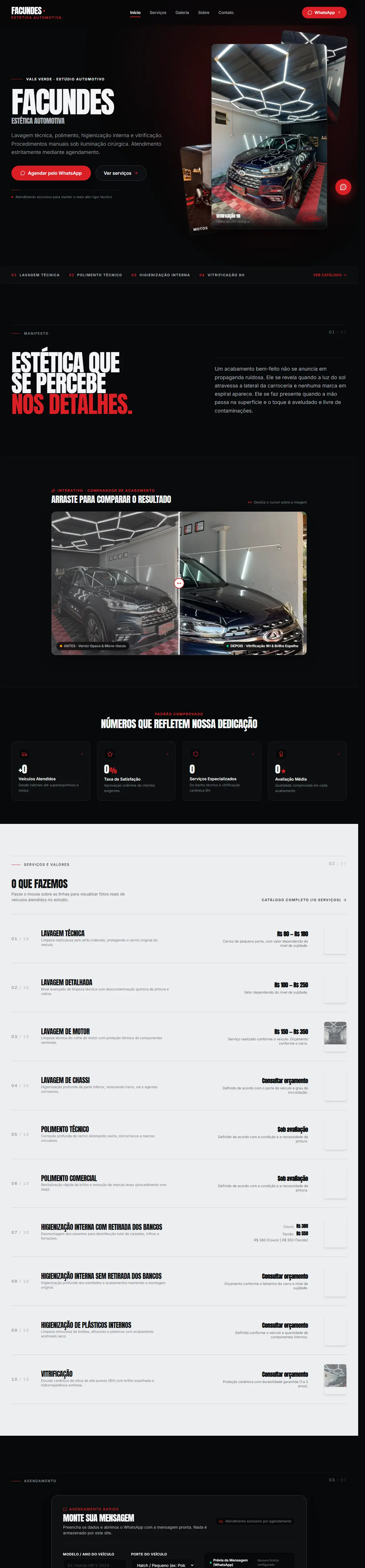Print oficial da página inicial de FACUNDES Automotiva
