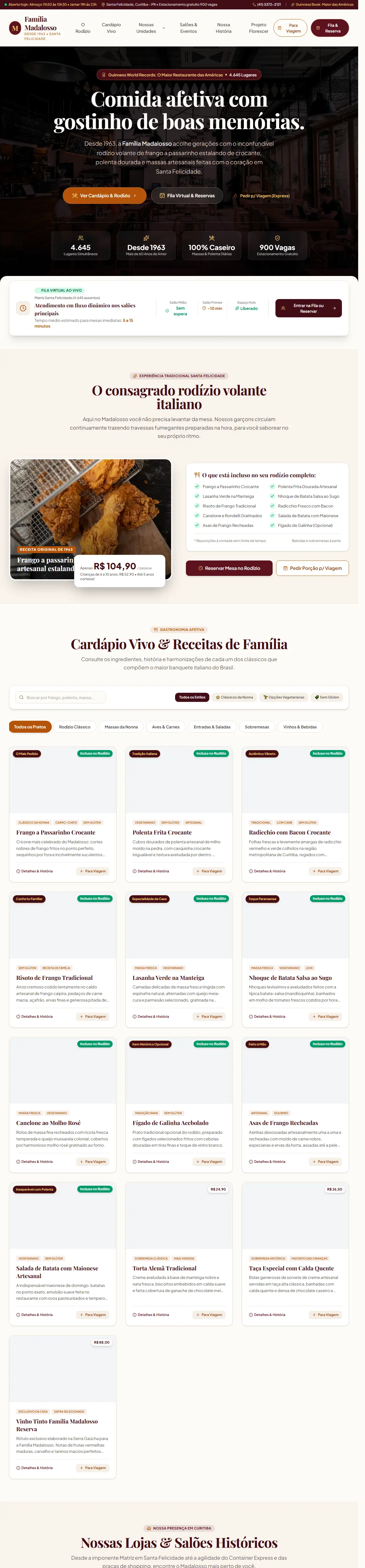 Print oficial da página inicial de Família Madalosso