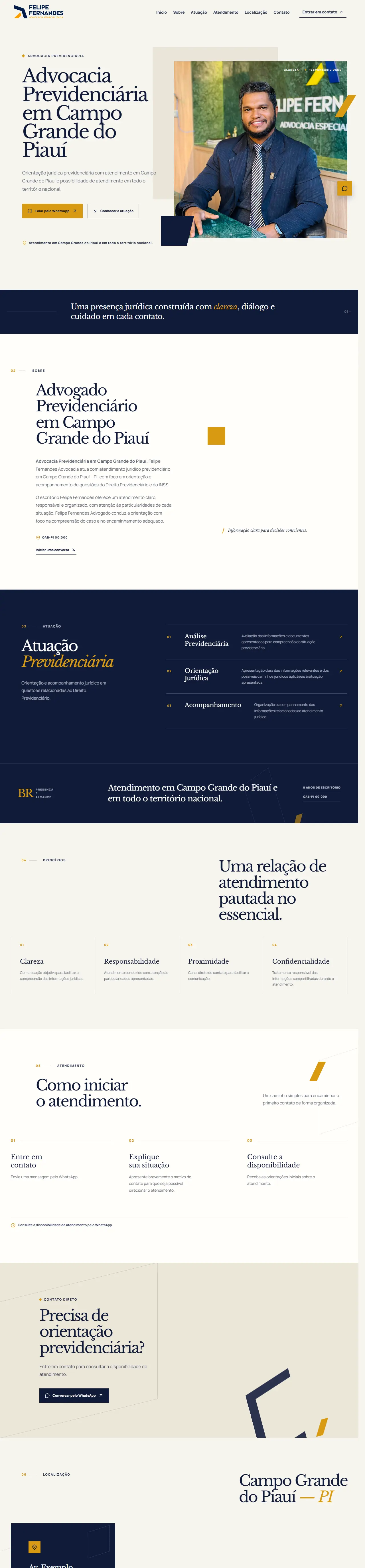 Print oficial da página inicial de Felipe Fernandes Advocacia