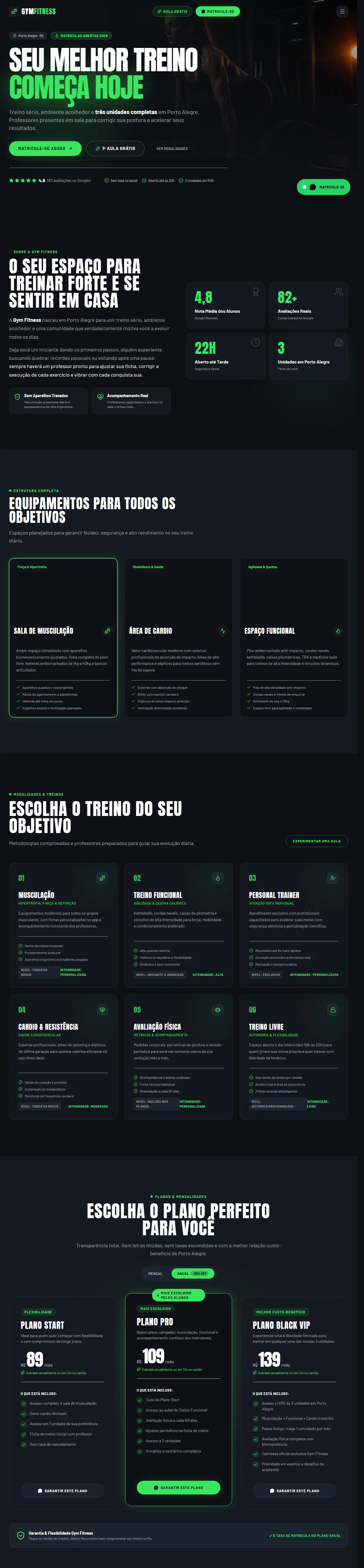 Print oficial da página inicial de Gym Fitness Academia