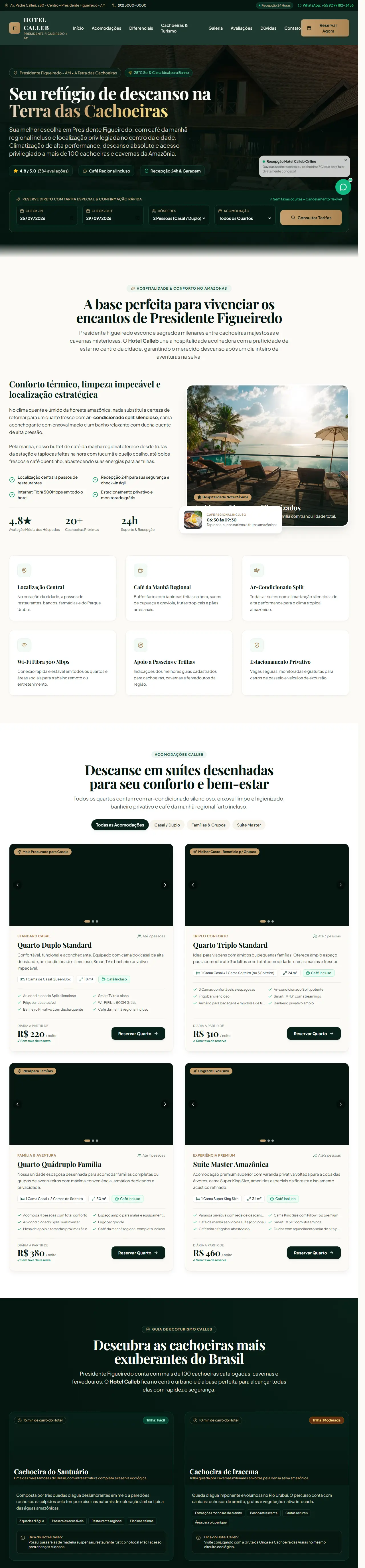 Print oficial da página inicial de Hotel Calleb