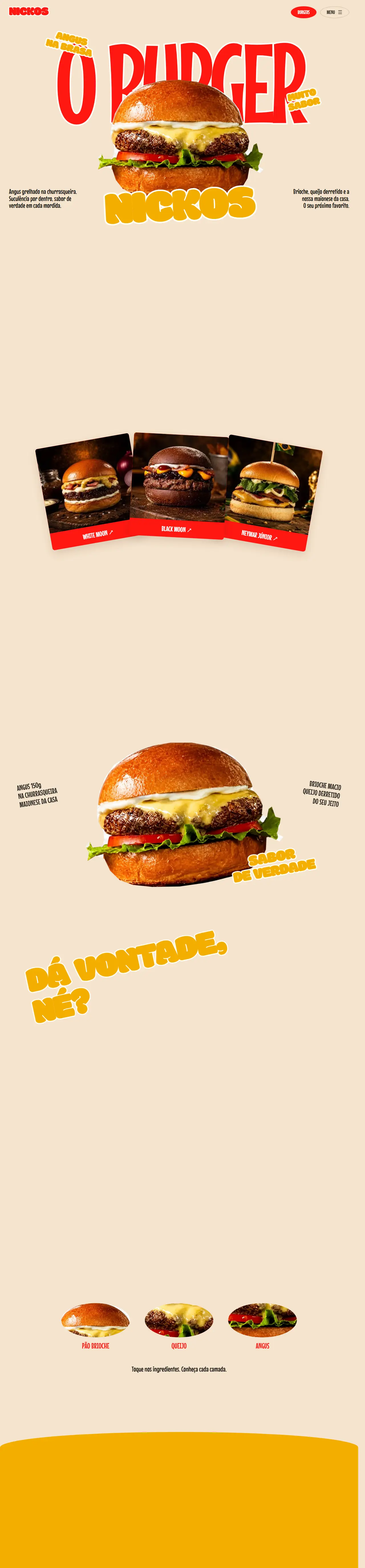 Print oficial da página inicial de Nickos Burguer