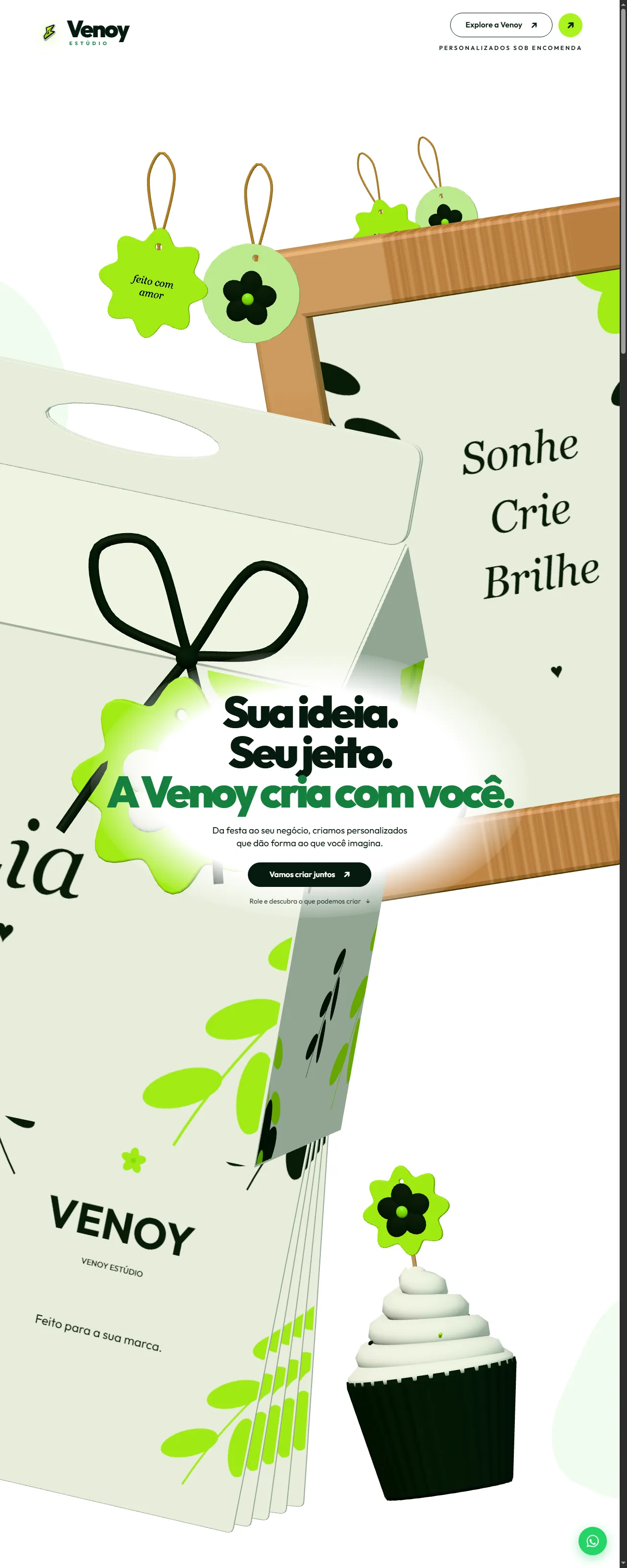 Print oficial da página inicial de Venoy Estúdio